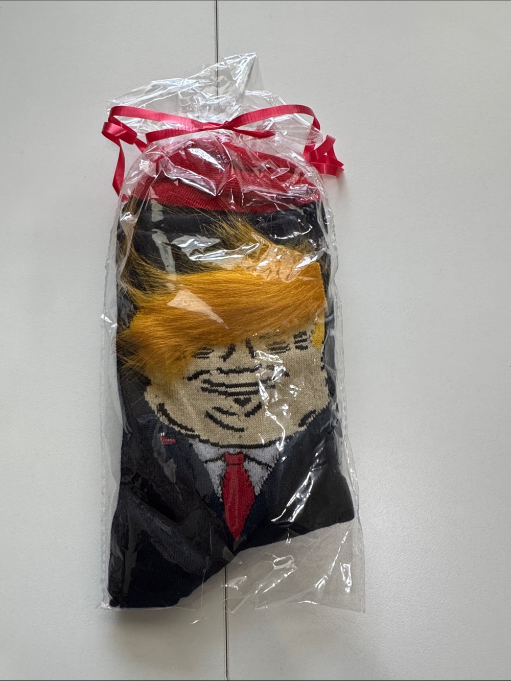 Trump Black Socks with Red Tie and Yellow Hair Accent